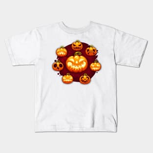 Halloween Cartoon Pumpkins Card Kids T-Shirt